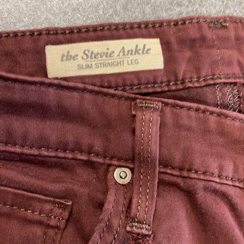 AG-Stevie Anle slim straight 26R burgundy pants - Picture 2 of 8